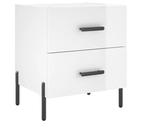 vidaXL Mesita noche 2 uds madera ingeniería blanco brillo 40x35x47,5cm