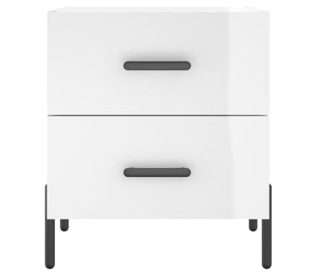 vidaXL Mesita noche 2 uds madera ingeniería blanco brillo 40x35x47,5cm