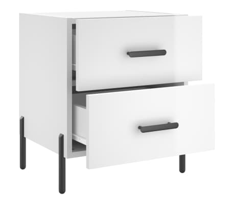 vidaXL Mesita noche 2 uds madera ingeniería blanco brillo 40x35x47,5cm