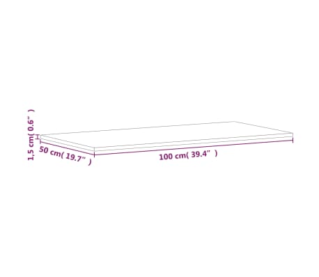 vidaXL Encimera de baño madera maciza de haya 100x50x1,5 cm