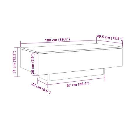 vidaXL Table basse noir 100x49,5x31 cm bois d'ingénierie