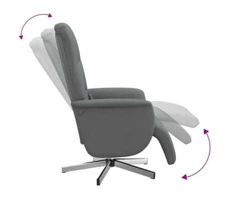 vidaXL Sillón reclinable de masaje con reposapiés tela gris oscuro