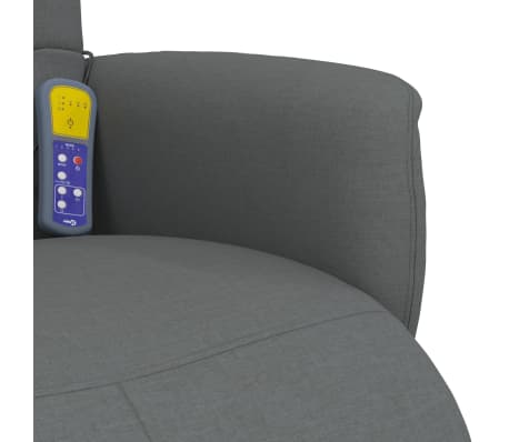 vidaXL Sillón reclinable de masaje con reposapiés tela gris oscuro