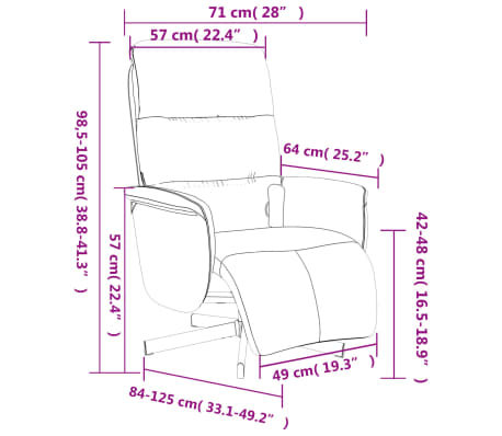 vidaXL Sillón reclinable de masaje con reposapiés tela gris oscuro