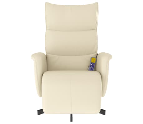 vidaXL Fauteuil inclinable de massage et repose-pieds crème similicuir