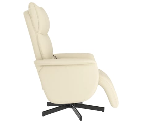 vidaXL Fauteuil inclinable de massage et repose-pieds crème similicuir