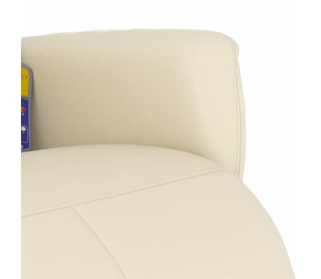 vidaXL Fauteuil inclinable de massage et repose-pieds crème similicuir