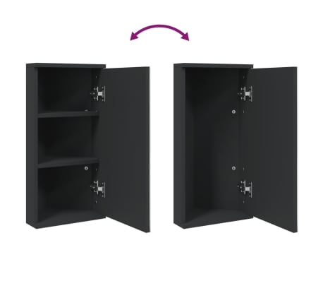 vidaXL Mueble de baño de esquina con espejo negro 30x24x60 cm