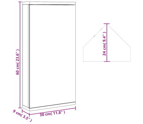 vidaXL Mueble de baño de esquina con espejo negro 30x24x60 cm