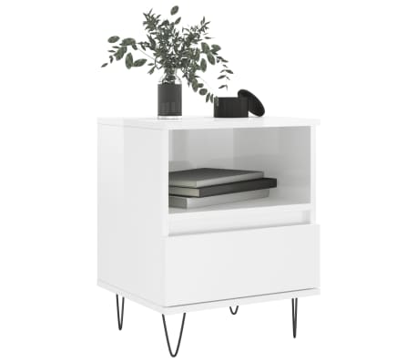 vidaXL Mesita de noche madera contrachapada blanco brillo 40x35x50 cm