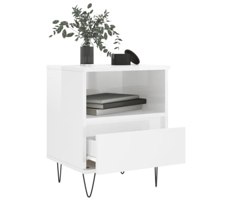 vidaXL Mesita de noche madera contrachapada blanco brillo 40x35x50 cm