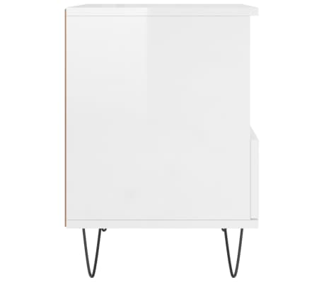 vidaXL Mesita de noche madera contrachapada blanco brillo 40x35x50 cm
