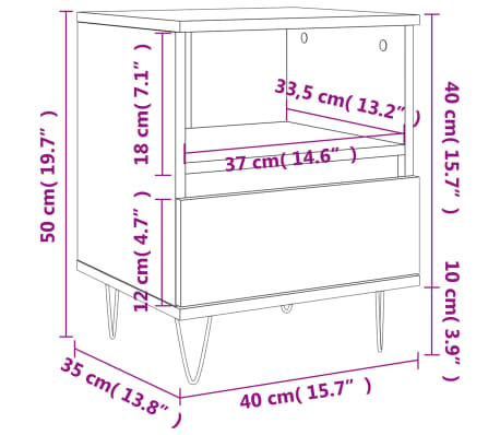 vidaXL Mesita de noche madera contrachapada blanco brillo 40x35x50 cm