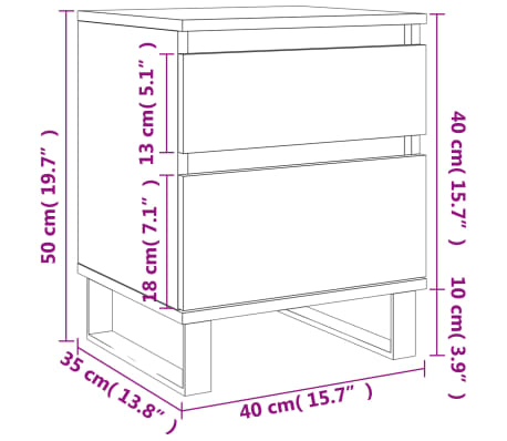vidaXL Mesita de noche madera contrachapada blanco 40x35x50 cm