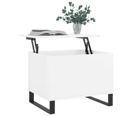 vidaXL Mesa de centro madera contrachapada blanco brillo 60x44,5x45 cm
