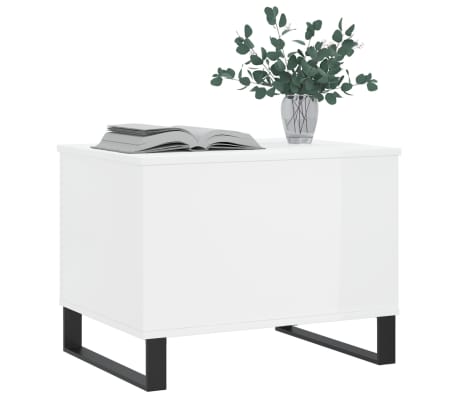 vidaXL Mesa de centro madera contrachapada blanco brillo 60x44,5x45 cm