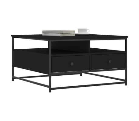 vidaXL Mesa de centro madera de ingeniería negro 80x80x45 cm