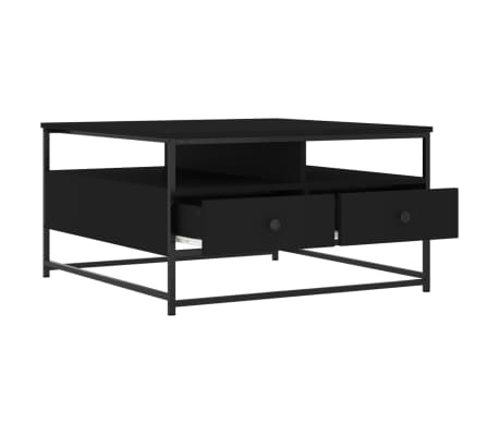 vidaXL Mesa de centro madera de ingeniería negro 80x80x45 cm