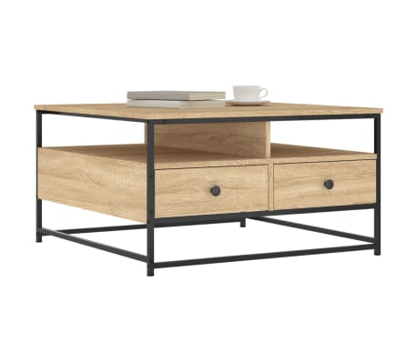 vidaXL Mesa de centro madera de ingeniería roble Sonoma 80x80x45 cm