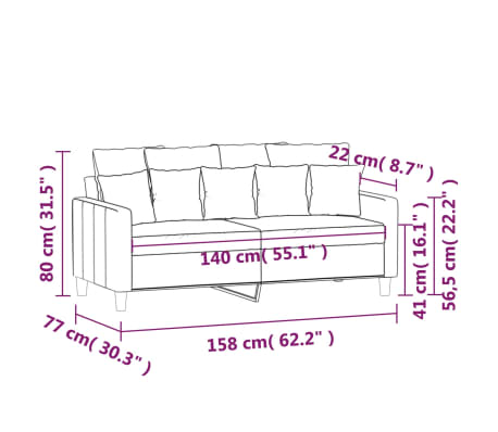vidaXL Sofá de 2 plazas terciopelo marrón 140 cm