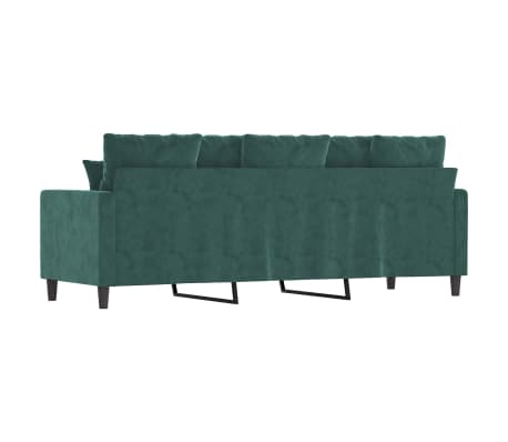 vidaXL Sofá de 3 plazas terciopelo verde oscuro 180 cm