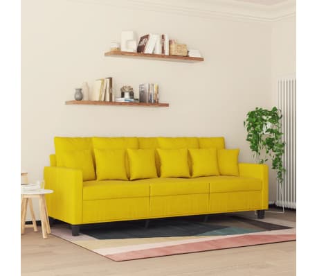 vidaXL Canapé à 3 places Jaune 180 cm Velours