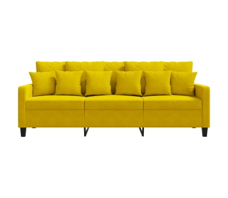 vidaXL Canapé à 3 places Jaune 180 cm Velours