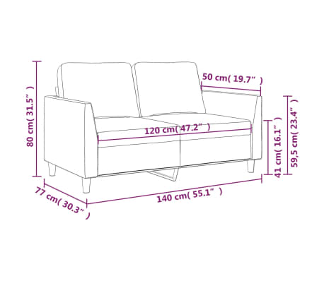 vidaXL Sofá de 2 plazas de cuero sintético color capuchino 120 cm