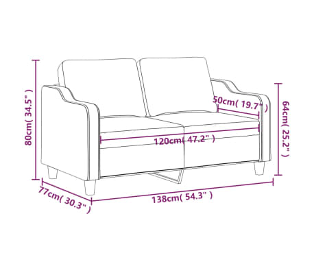 vidaXL Sofá de 2 plazas de tela negro 120 cm