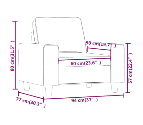 vidaXL Sillón de tela gris oscuro 60 cm