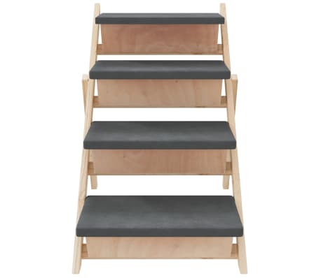 vidaXL Escalera para perros madera maciza de abeto gris 105x47 cm