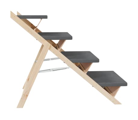 vidaXL Escalera para perros madera maciza de abeto gris 105x47 cm