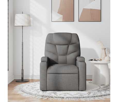 vidaXL Sillón de masaje reclinable de tela gris oscuro
