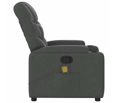 vidaXL Sillón de masaje reclinable de tela gris oscuro