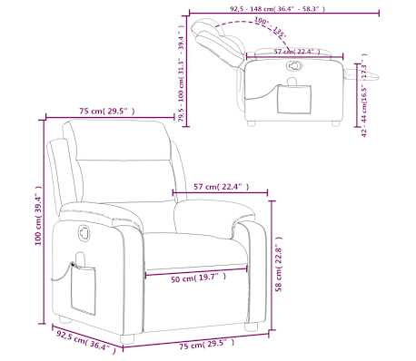 vidaXL Sillón de masaje reclinable de tela gris oscuro