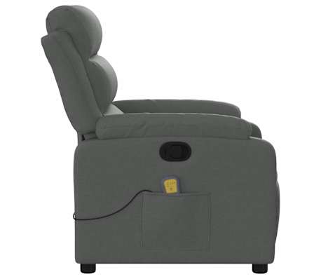 vidaXL Sillón de masaje reclinable de tela gris oscuro