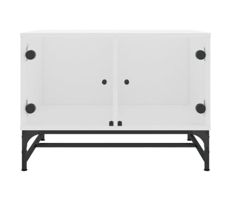 vidaXL Mesa de centro con puertas de vidrio blanca 68,5x50x50 cm