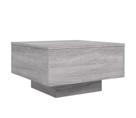 vidaXL Mesa de centro con luces LED gris Sonoma 55x55x31 cm