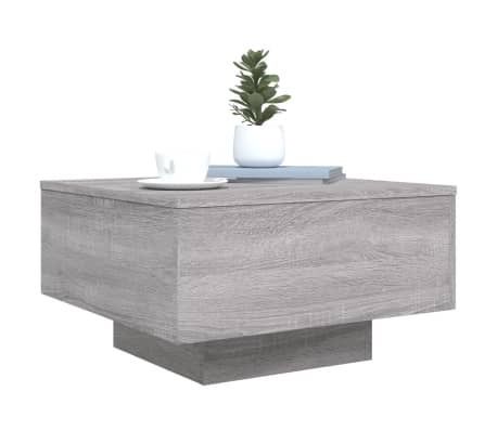 vidaXL Mesa de centro con luces LED gris Sonoma 55x55x31 cm