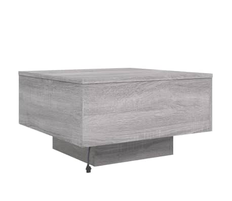 vidaXL Mesa de centro con luces LED gris Sonoma 55x55x31 cm
