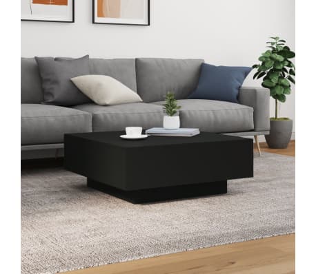vidaXL Table basse avec lumières LED noir 80x80x31 cm