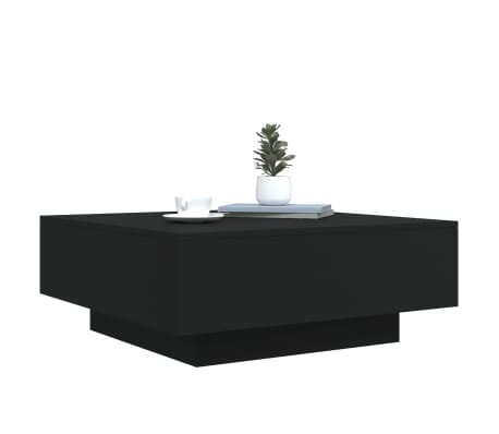 vidaXL Table basse avec lumières LED noir 80x80x31 cm