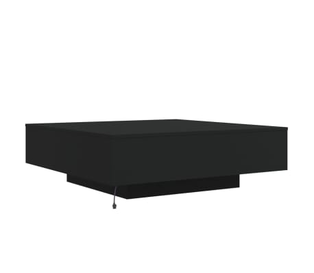 vidaXL Table basse avec lumières LED noir 100x100x31 cm