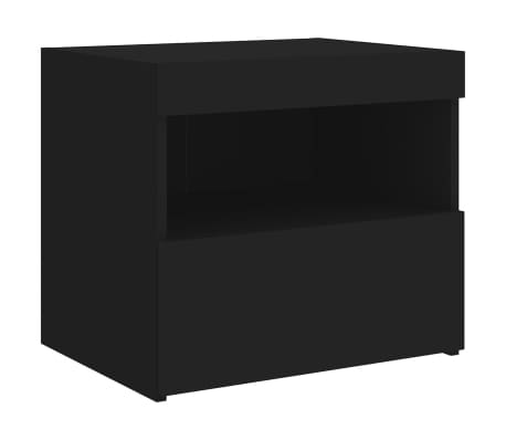 vidaXL Mesita de noche con luces LED negro 50x40x45 cm