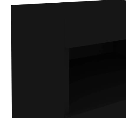 vidaXL Mesita de noche con luces LED negro 50x40x45 cm