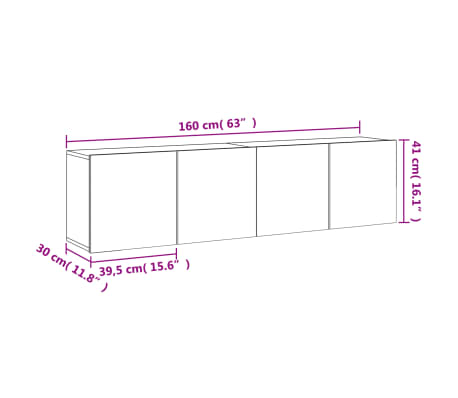 vidaXL Muebles para TV de pared 2 unidades negro 80x30x41 cm