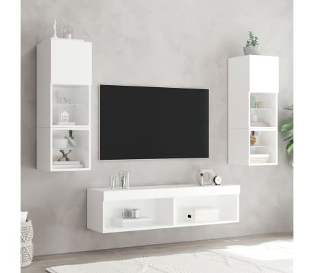 vidaXL Muebles para TV con luces LED 2 uds blanco 60x30x30 cm