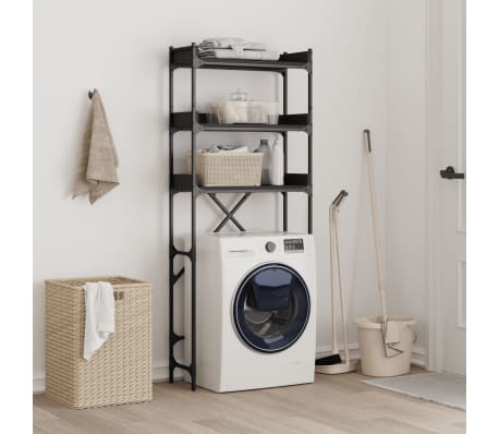 vidaXL Étagère de lave-linge noir 67x25x163 cm bois d'ingénierie