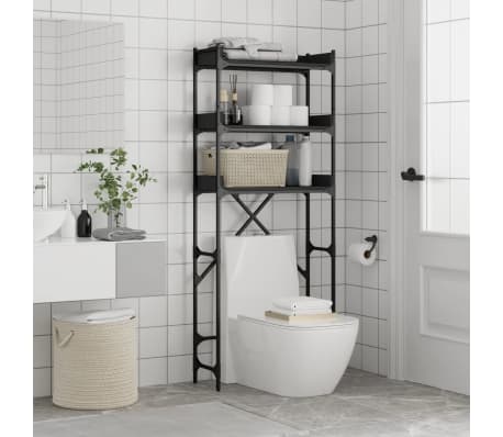 vidaXL Étagère de lave-linge noir 67x25x163 cm bois d'ingénierie