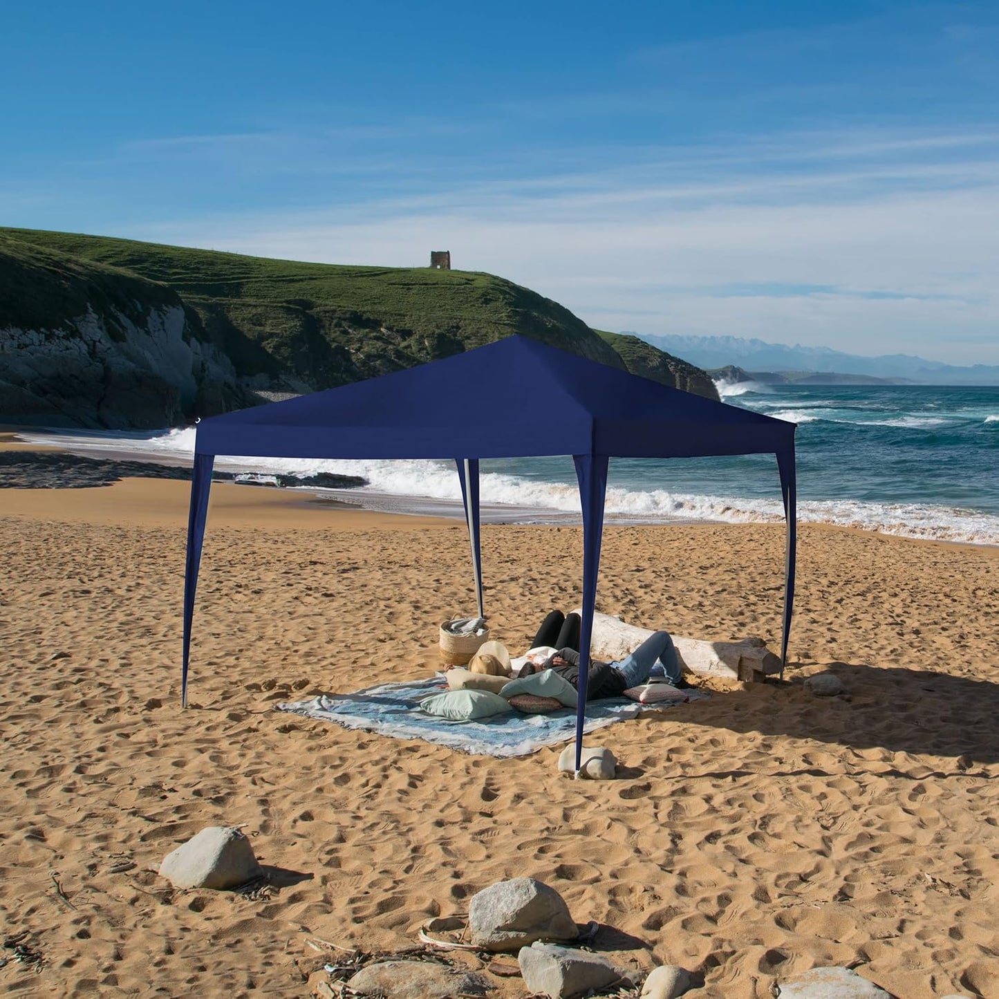 Tente Pliante 3x3 m Bleu Classique - Résistante à l'Eau - Comprend...